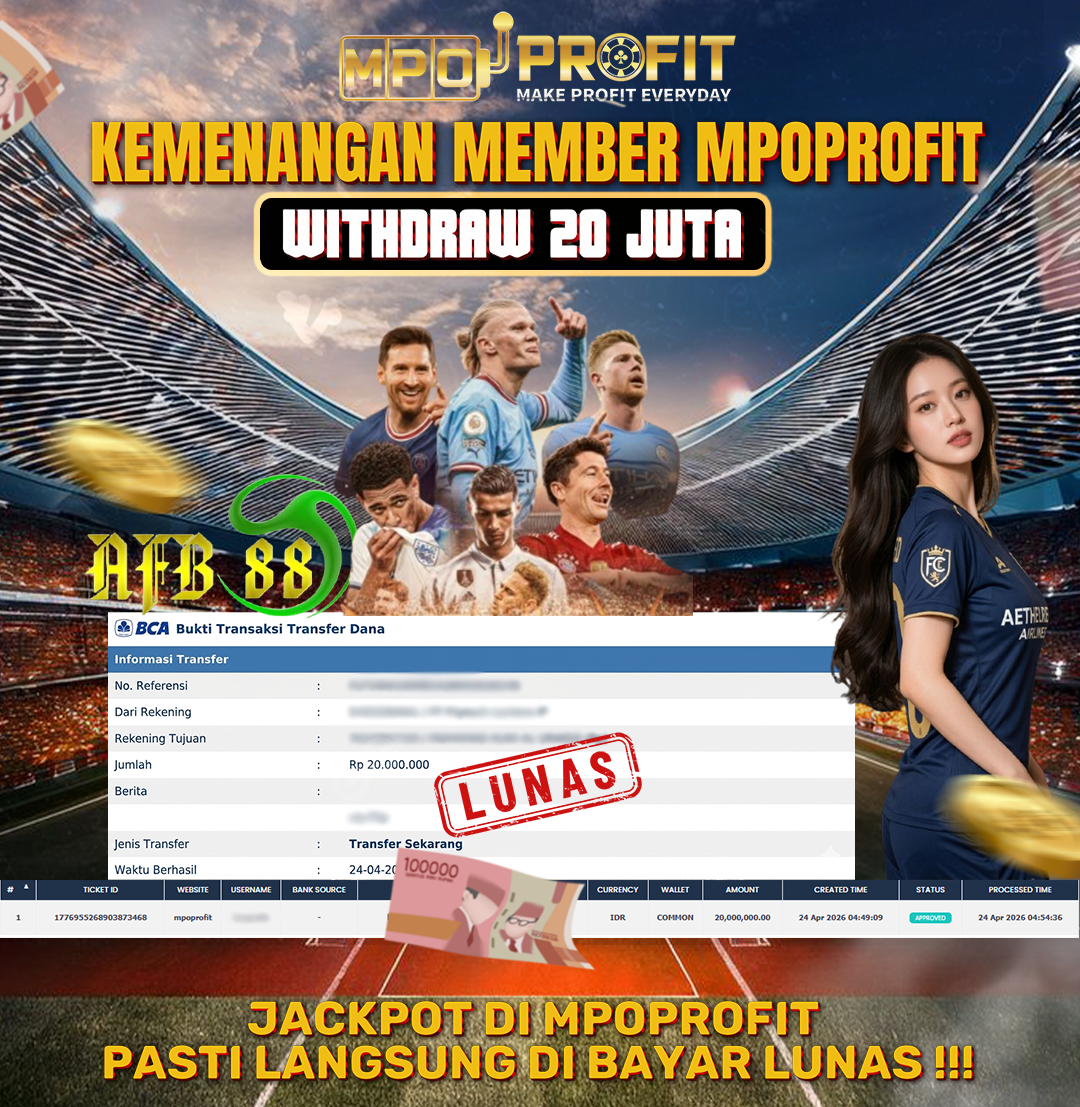 MPOPROFIT JACKPOT SPORT AFB88! KEMENANGAN MURNI DI (OVER UNDER TOTAL RP 20.000.000,- LUNAS)